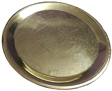 Copper Tray Large | Pure Copper Circular Serving Party Tray | 13 Inch | Round Platter Serving Dish | Hand Made | Made in Egypt صينية نحاس | طبق تقديم دائري صناعة يدوية